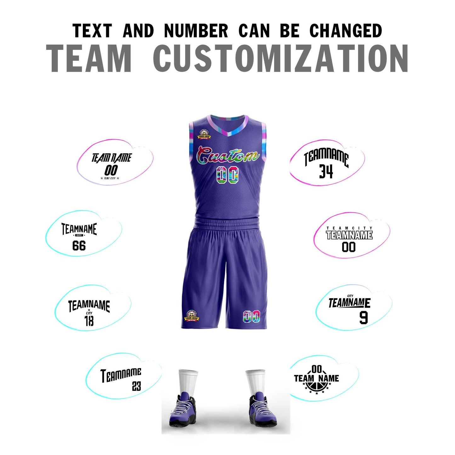 Custom Purple White-Pink Graffiti Pattern Sets Mesh Basketball Jersey