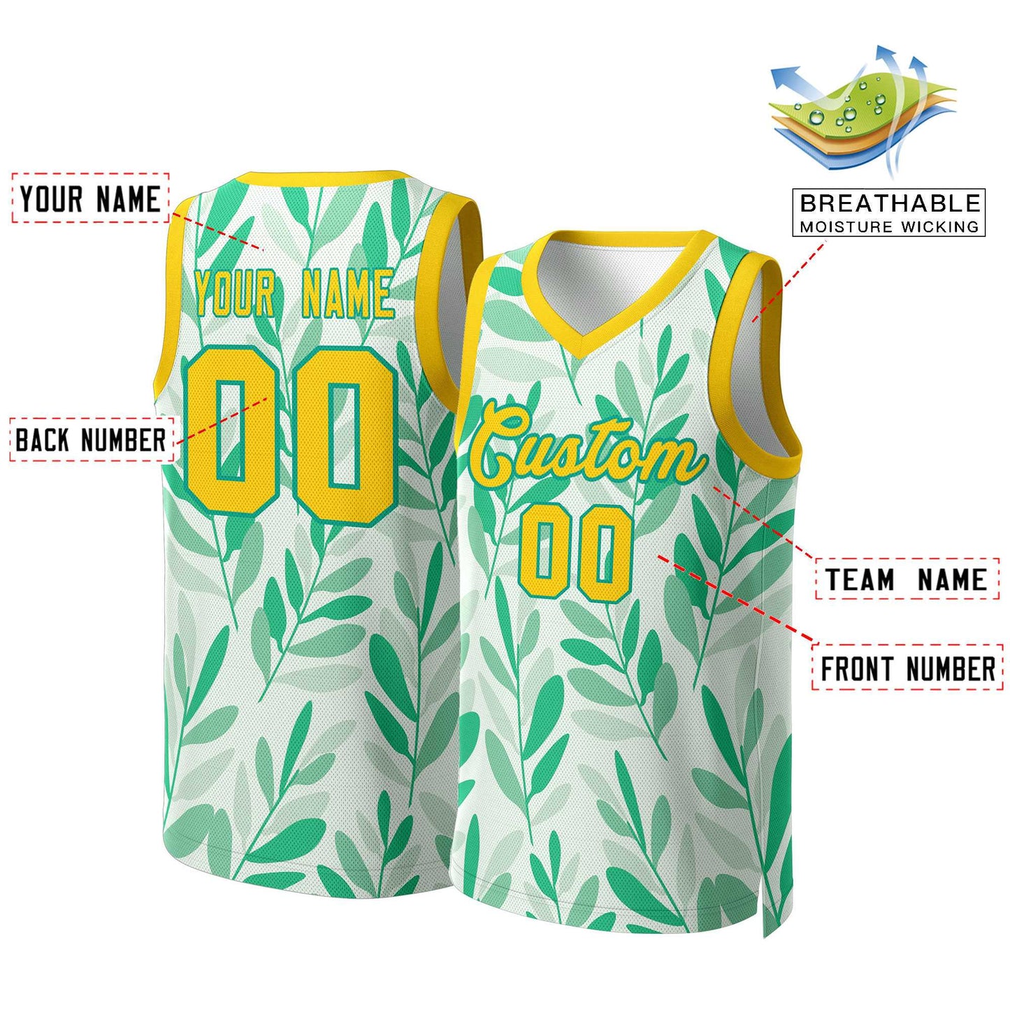 Custom Green Yellow-Yellow Graffiti Pattern Tops Mesh Basketball Jersey