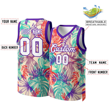 Custom Green White-Purple Graffiti Pattern Tops Mesh Basketball Jersey