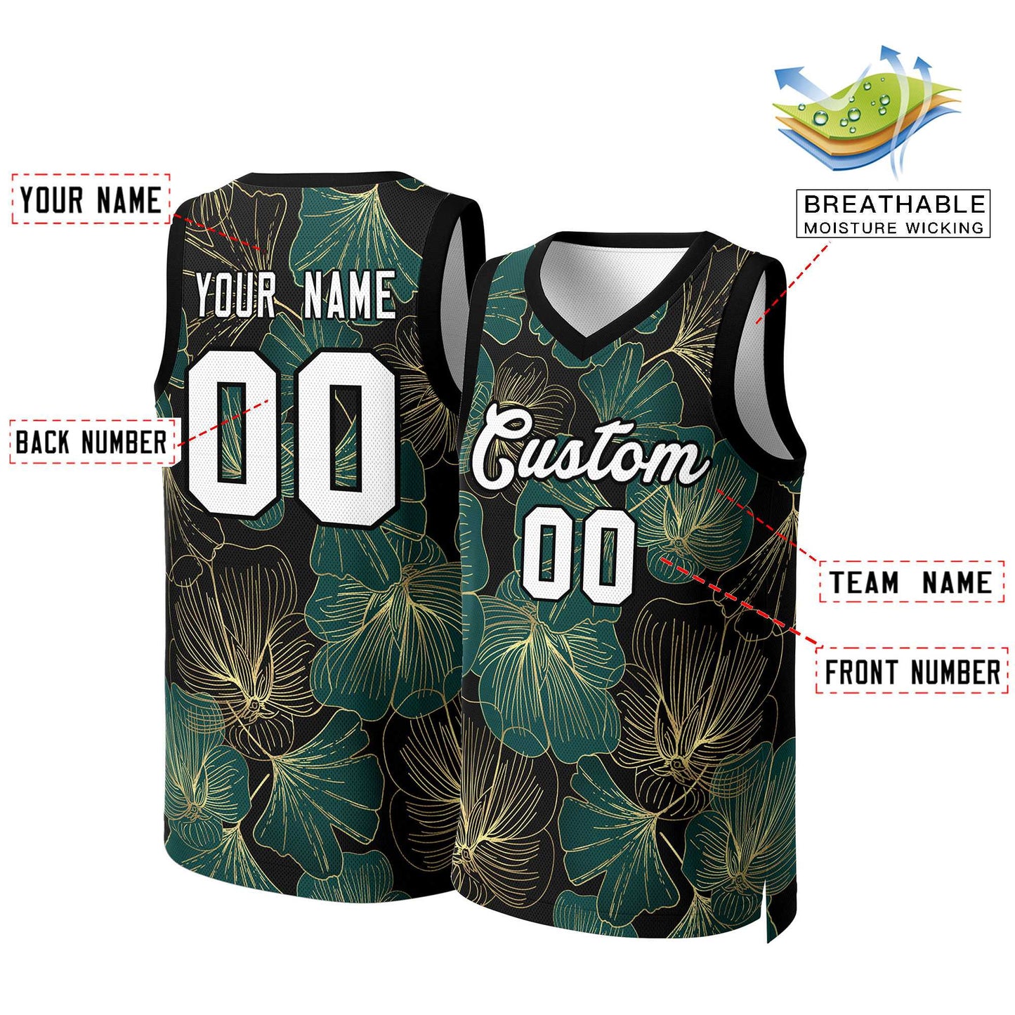 Custom Green White-Black Graffiti Pattern Tops Mesh Basketball Jersey