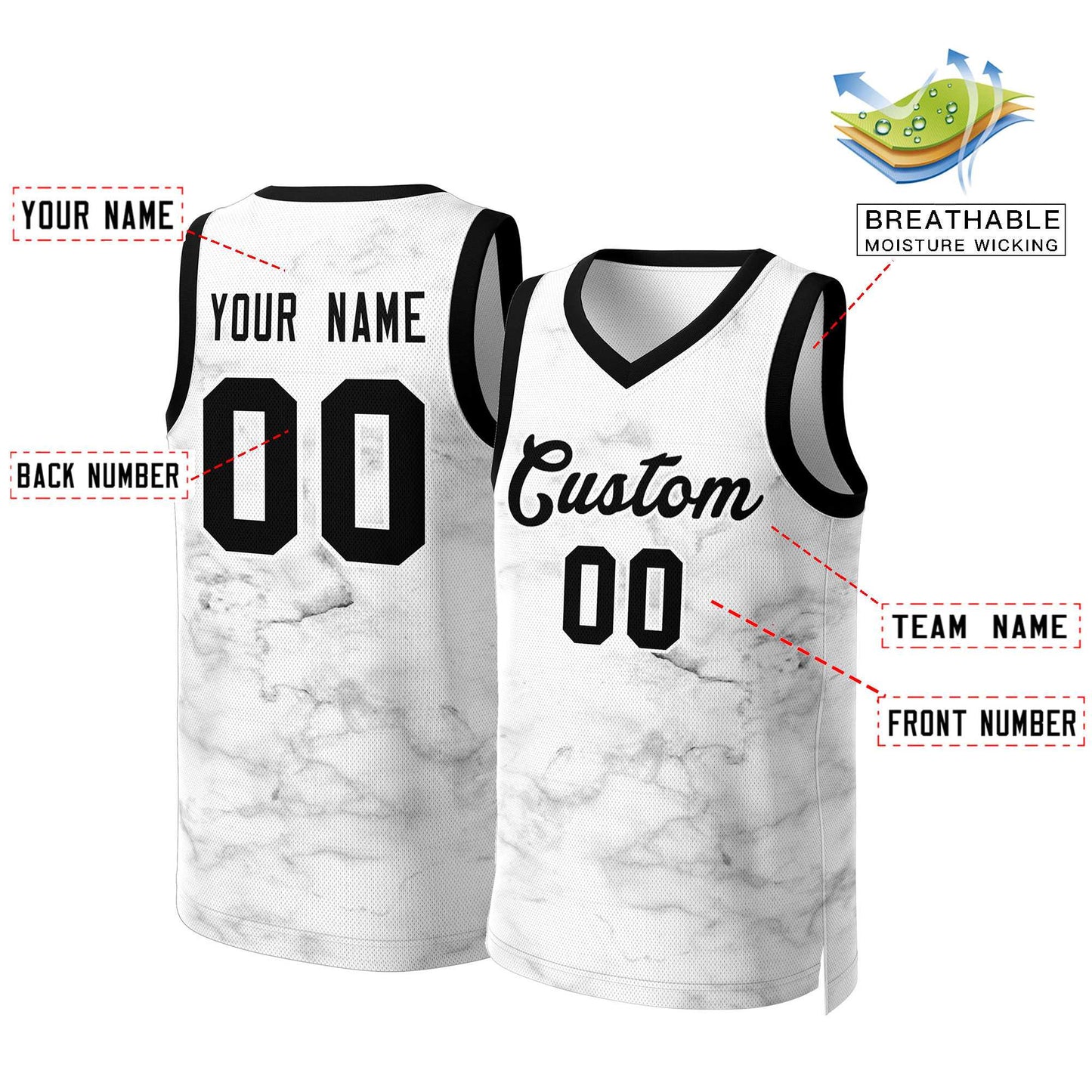 Custom White Black-White Graffiti Pattern Tops Mesh Basketball Jersey