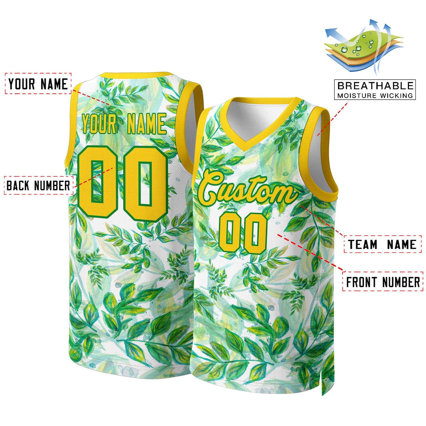 Custom Green Yellow-Yellow Graffiti Pattern Tops Mesh Basketball Jersey