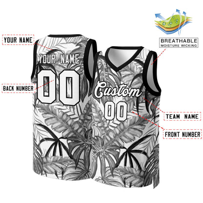 Custom Black White-Black Graffiti Pattern Tops Mesh Basketball Jersey