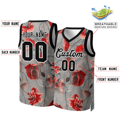 Custom Gray Black-White Graffiti Pattern Tops Mesh Basketball Jersey