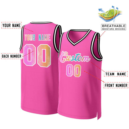 Custom Pink Graffiti-White Graffiti Pattern Tops Mesh Basketball Jersey