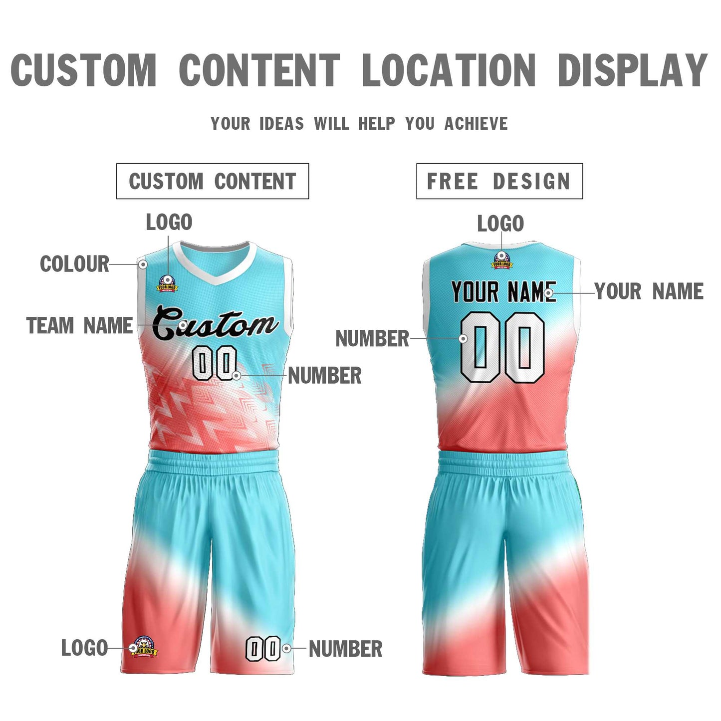 Custom Aqua Red-Black Gradient Fashion Sets Slash Basketball Jersey