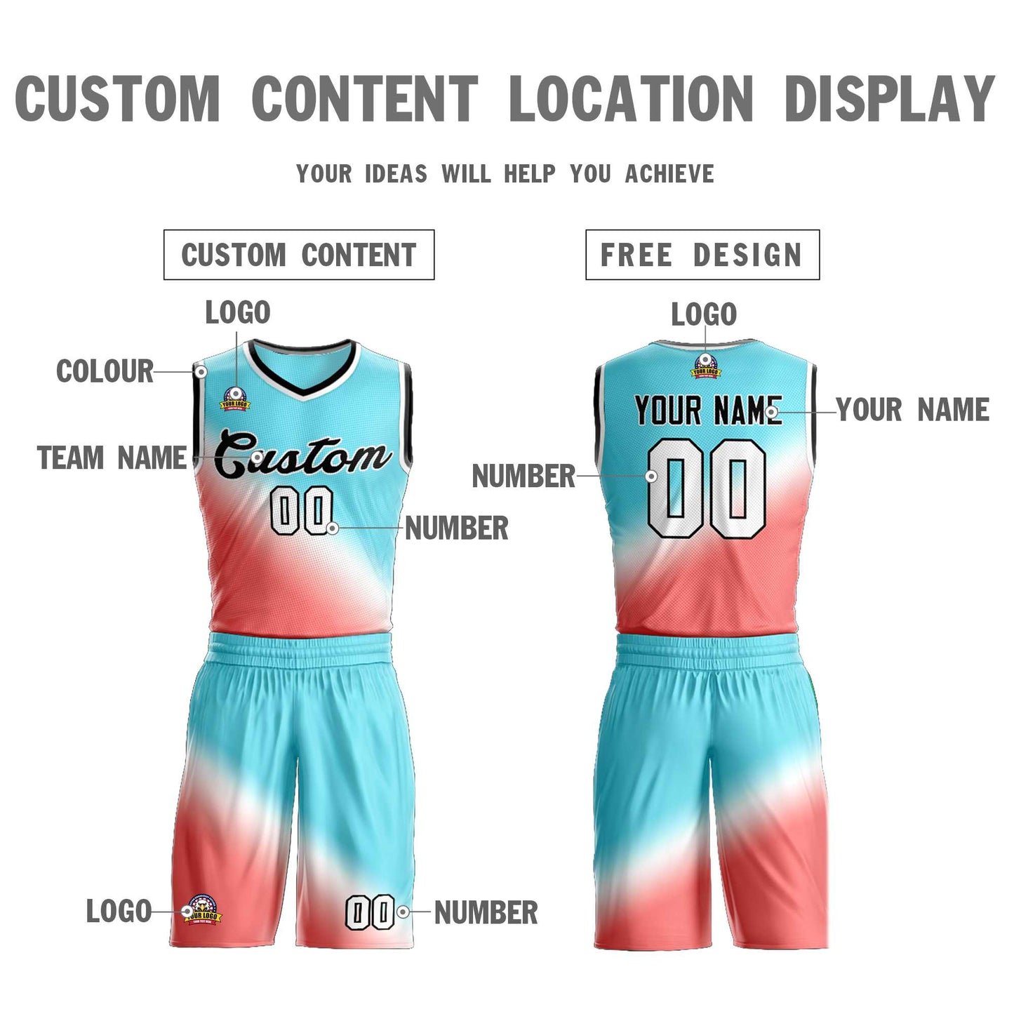 Custom Aqua Red-Black Gradient Fashion Sets Slash Basketball Jersey