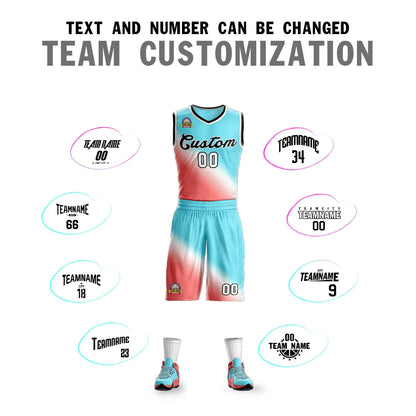 Custom Aqua Red-Black Gradient Fashion Sets Slash Basketball Jersey