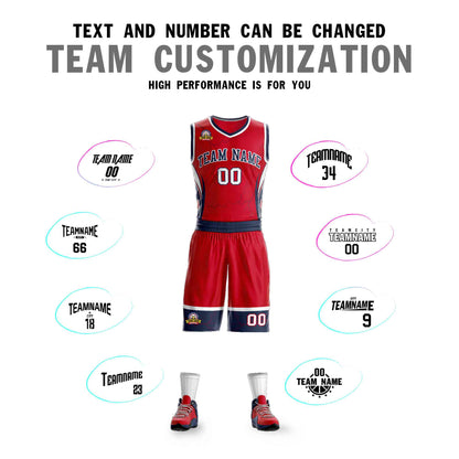 Custom Red Navy-White Graffiti Pattern Sets Lightning Basketball Jersey