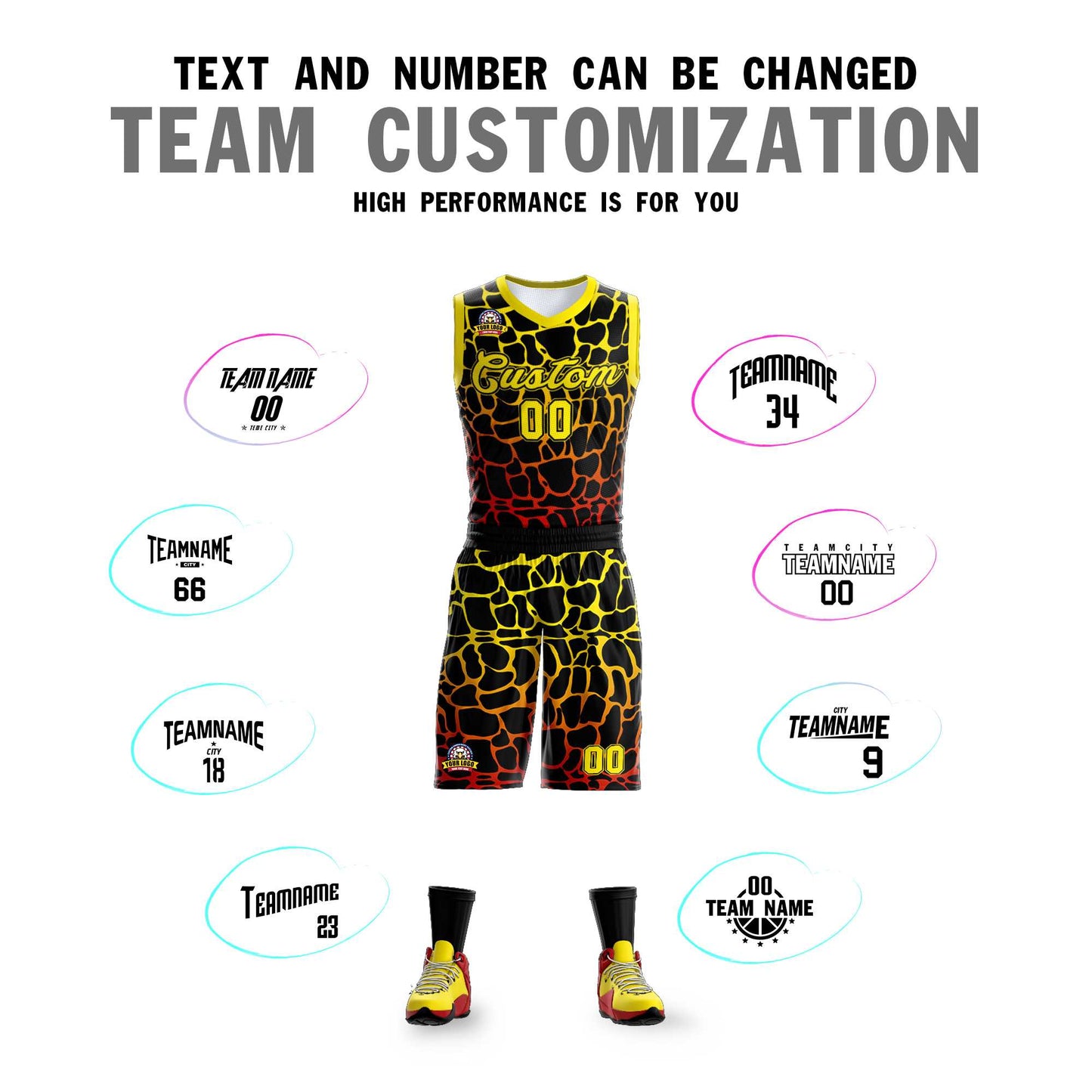 Custom Black Gold-Red Spotted Graffiti Pattern Sports Uniform Basketball Jersey