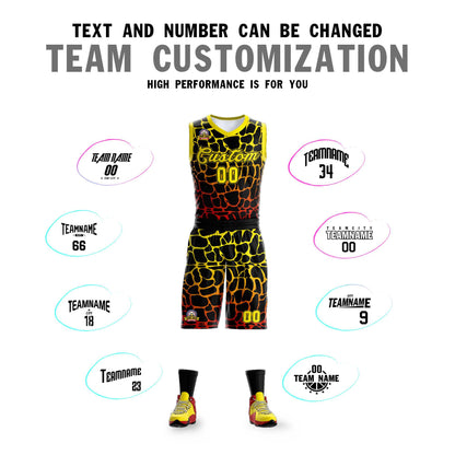 Custom Black Gold-Red Spotted Graffiti Pattern Sports Uniform Basketball Jersey