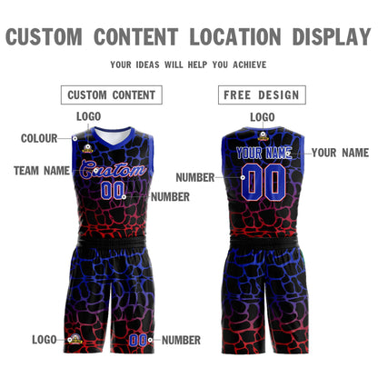 Custom Black Royal-Red Spotted Graffiti Pattern Sports Uniform Basketball Jersey