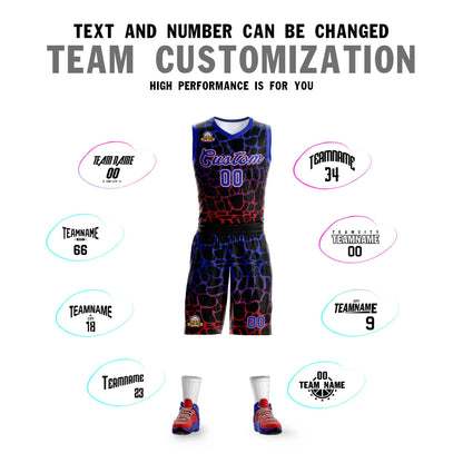 Custom Black Royal-Red Spotted Graffiti Pattern Sports Uniform Basketball Jersey