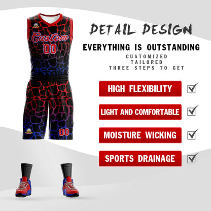 Custom Black Pink-Blue Spotted Graffiti Pattern Sports Uniform Basketball Jersey