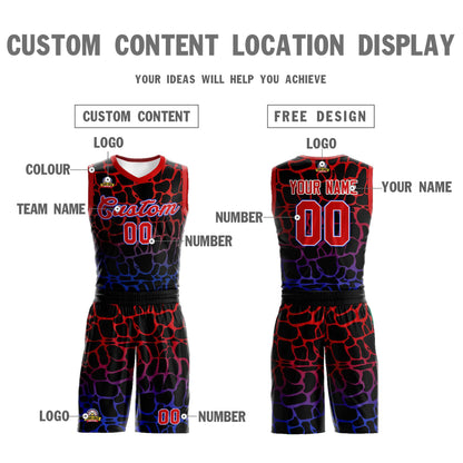 Custom Black Pink-Blue Spotted Graffiti Pattern Sports Uniform Basketball Jersey