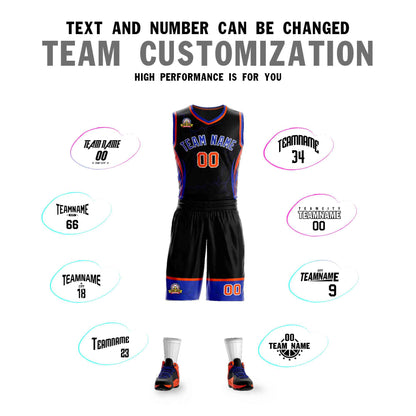 Custom Black Royal-White Graffiti Pattern Sets Lightning Basketball Jersey