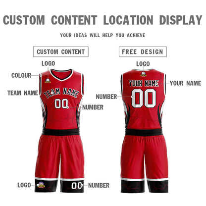 Custom Red Black-White Graffiti Pattern Sets Lightning Basketball Jersey