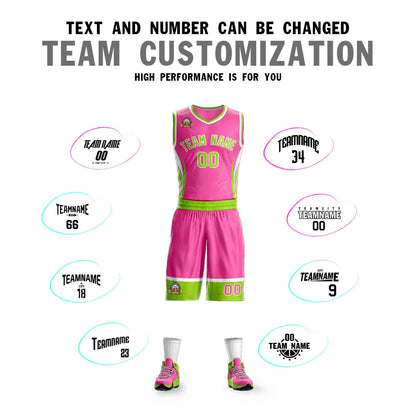 Custom Pink Neon Green-White Graffiti Pattern Sets Lightning Basketball Jersey