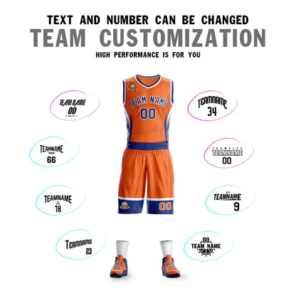 Custom Orange Royal-White Graffiti Pattern Sets Lightning Basketball Jersey