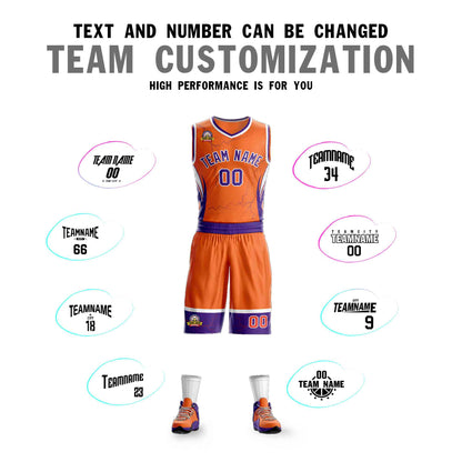 Custom Orange Purple-White Graffiti Pattern Sets Lightning Basketball Jersey