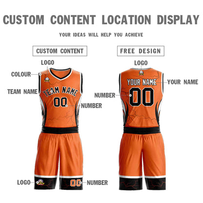 Custom Orange Black-White Graffiti Pattern Sets Lightning Basketball Jersey