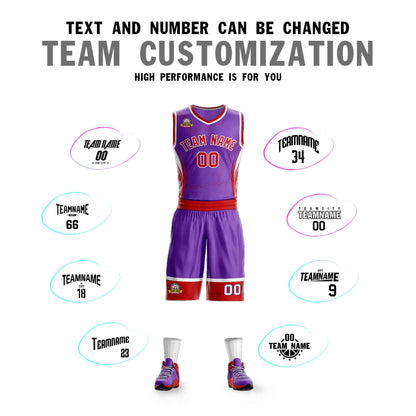 Custom Purple Red-White Graffiti Pattern Sets Lightning Basketball Jersey