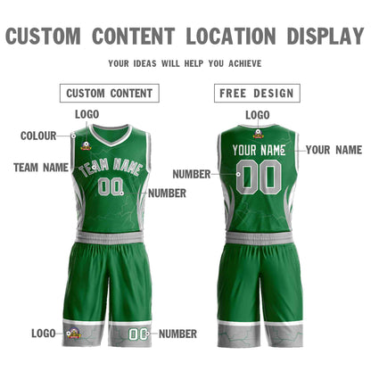 Custom Kelly Green Gray-White Graffiti Pattern Sets Lightning Basketball Jersey