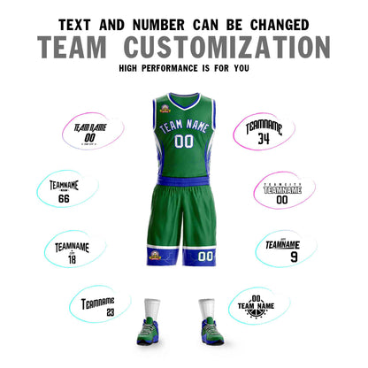 Custom Kelly Green White-Royal Graffiti Pattern Sets Lightning Basketball Jersey