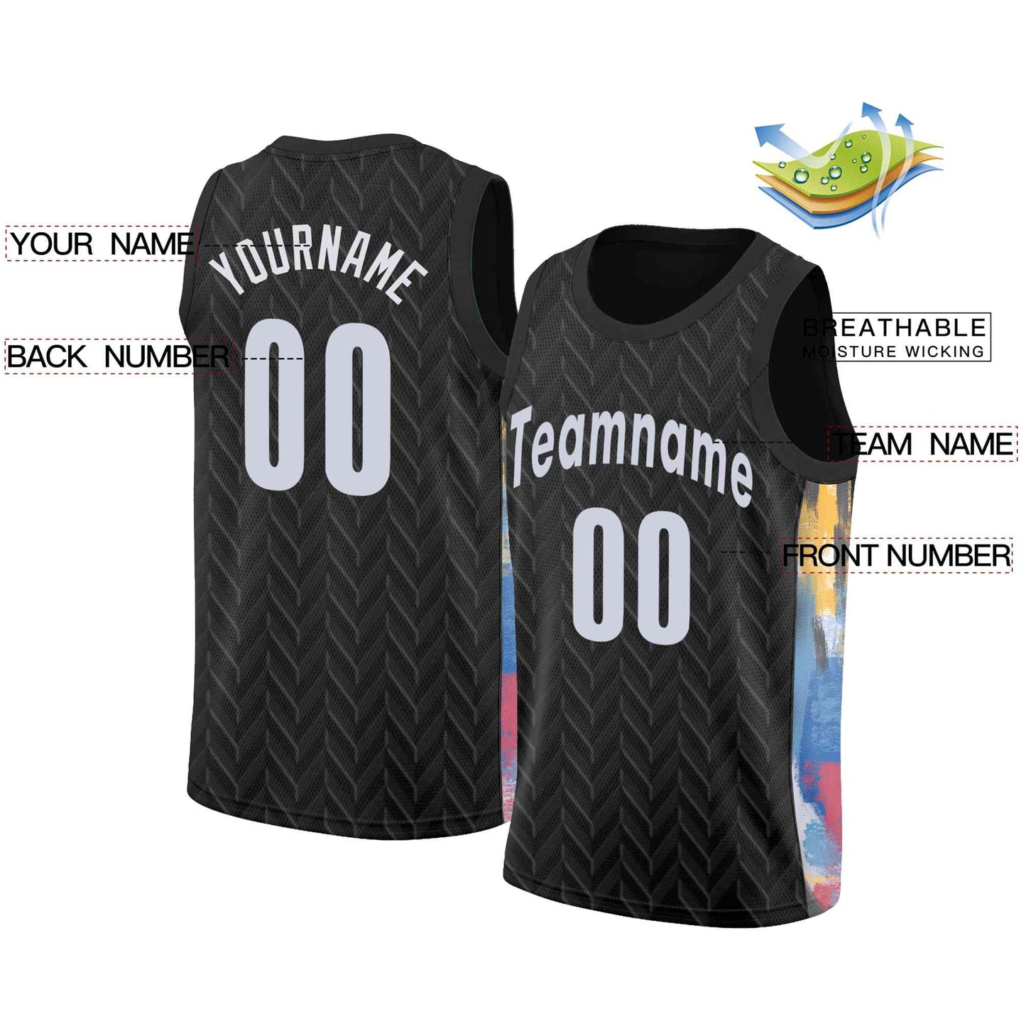 Custom  Black White Classic Tops Mesh Sport Basketball Jersey