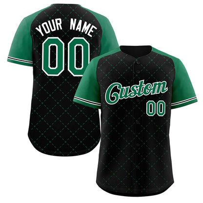 Custom Black Kelly Green-White Rhombus Authentic Baseball Jersey