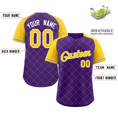 Custom Purple Gold-White Rhombus Authentic Baseball Jersey