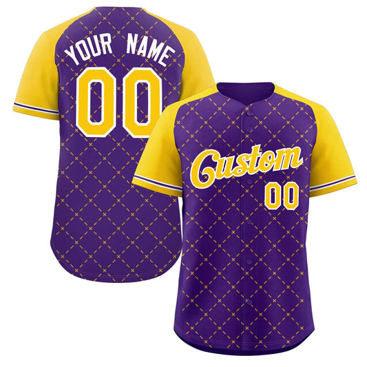 Custom Purple Gold-White Rhombus Authentic Baseball Jersey