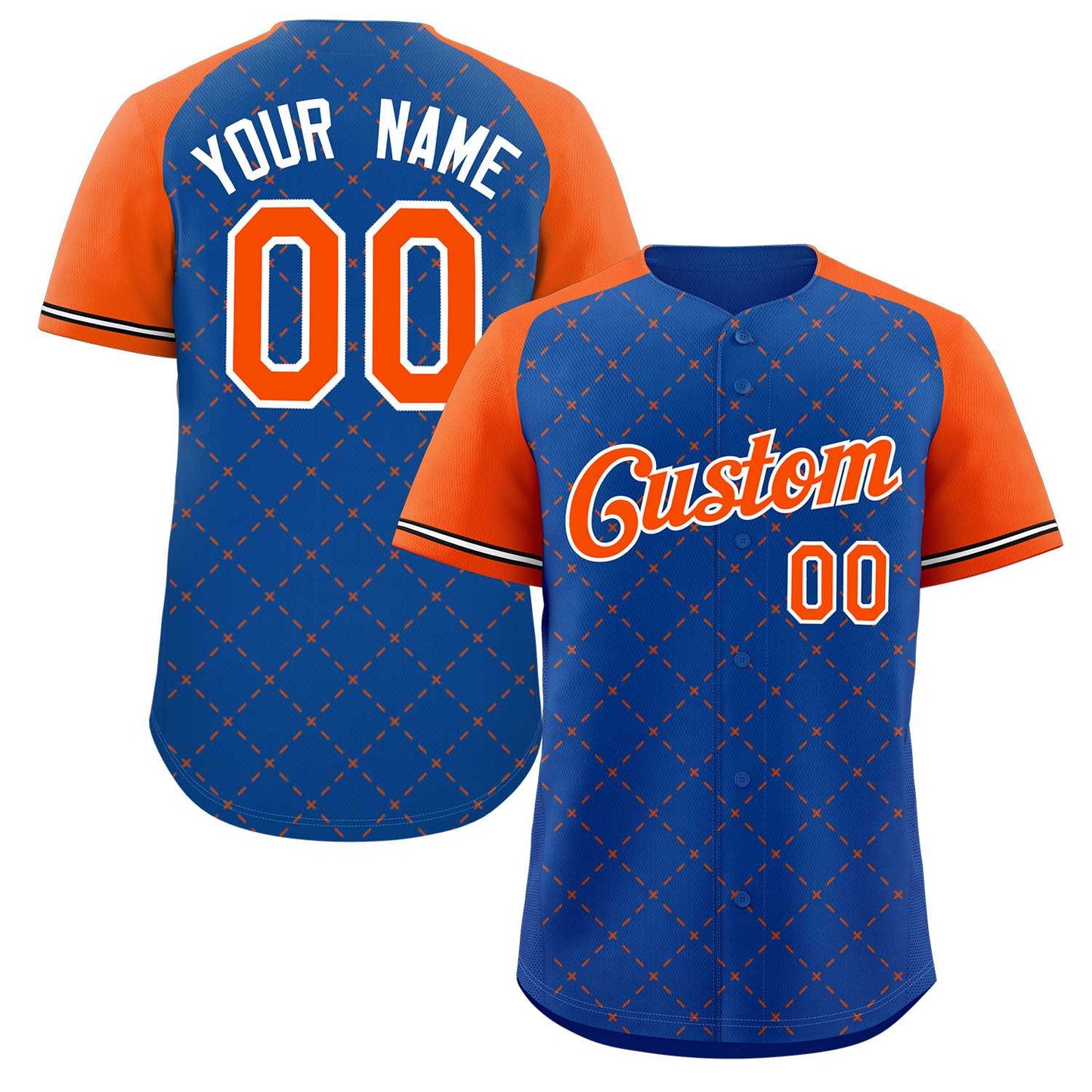 Custom Royal Orange-White Rhombus Authentic Baseball Jersey