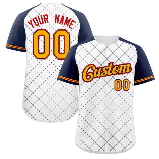 Custom White Yellow Black-Red Rhombus Authentic Baseball Jersey