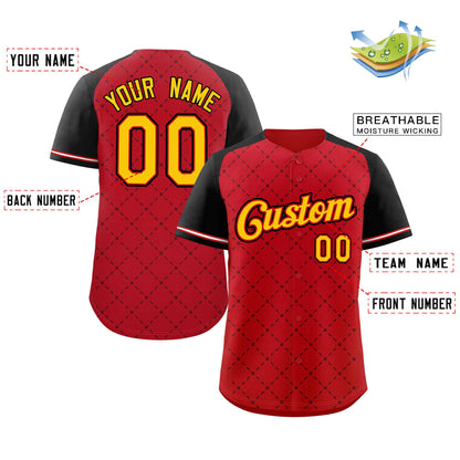 Custom Red Gold Red-Black Rhombus Authentic Baseball Jersey