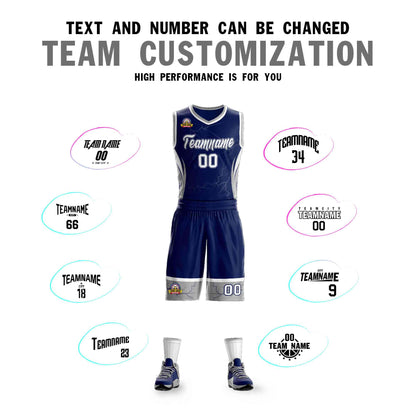 Custom Navy White-Navy Graffiti Pattern Sets Lightning Basketball Jersey