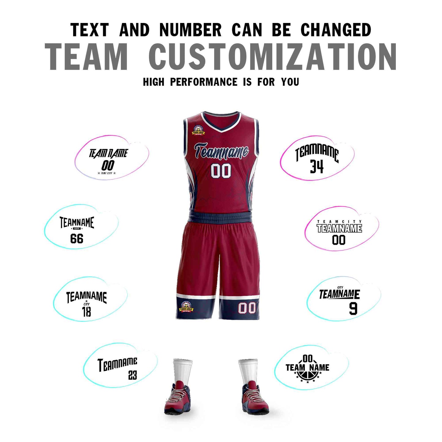 Custom Maroon Navy-White Graffiti Pattern Sets Lightning Basketball Jersey