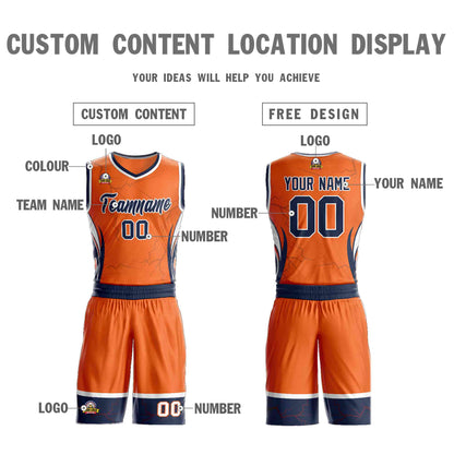 Custom Orange Navy-White Graffiti Pattern Sets Lightning Basketball Jersey