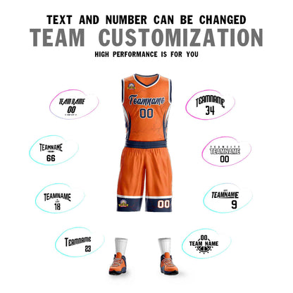 Custom Orange Navy-White Graffiti Pattern Sets Lightning Basketball Jersey