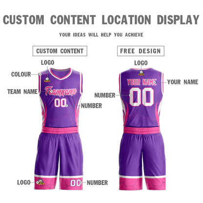 Custom Purple Gold-White Graffiti Pattern Sets Lightning Basketball Jersey