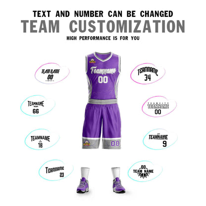 Custom Purple White-Gray Graffiti Pattern Sets Lightning Basketball Jersey