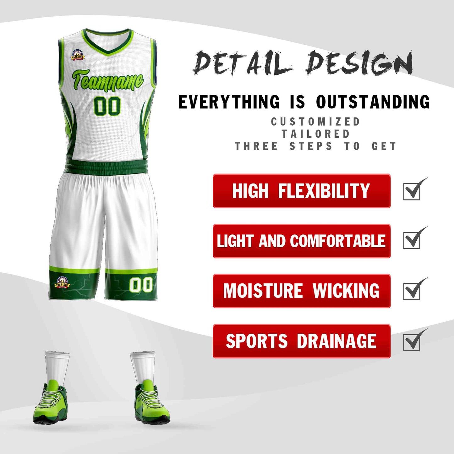 Custom White Neon Green-Green Graffiti Pattern Sets Lightning Basketball Jersey