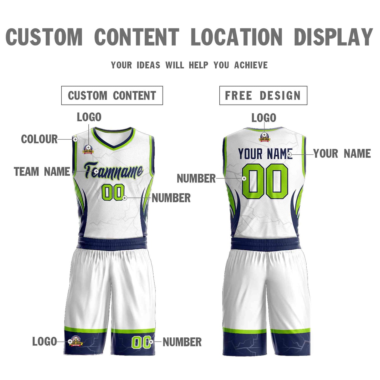 Custom White Navy-White Graffiti Pattern Sets Lightning Basketball Jersey