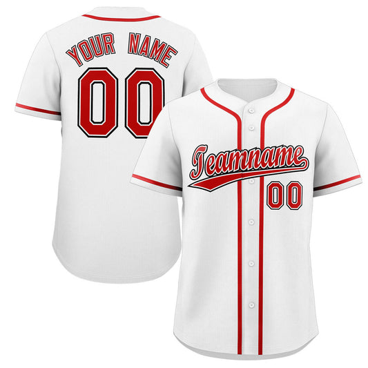 Custom White Red-Black Classic Style Authentic Baseball Jersey