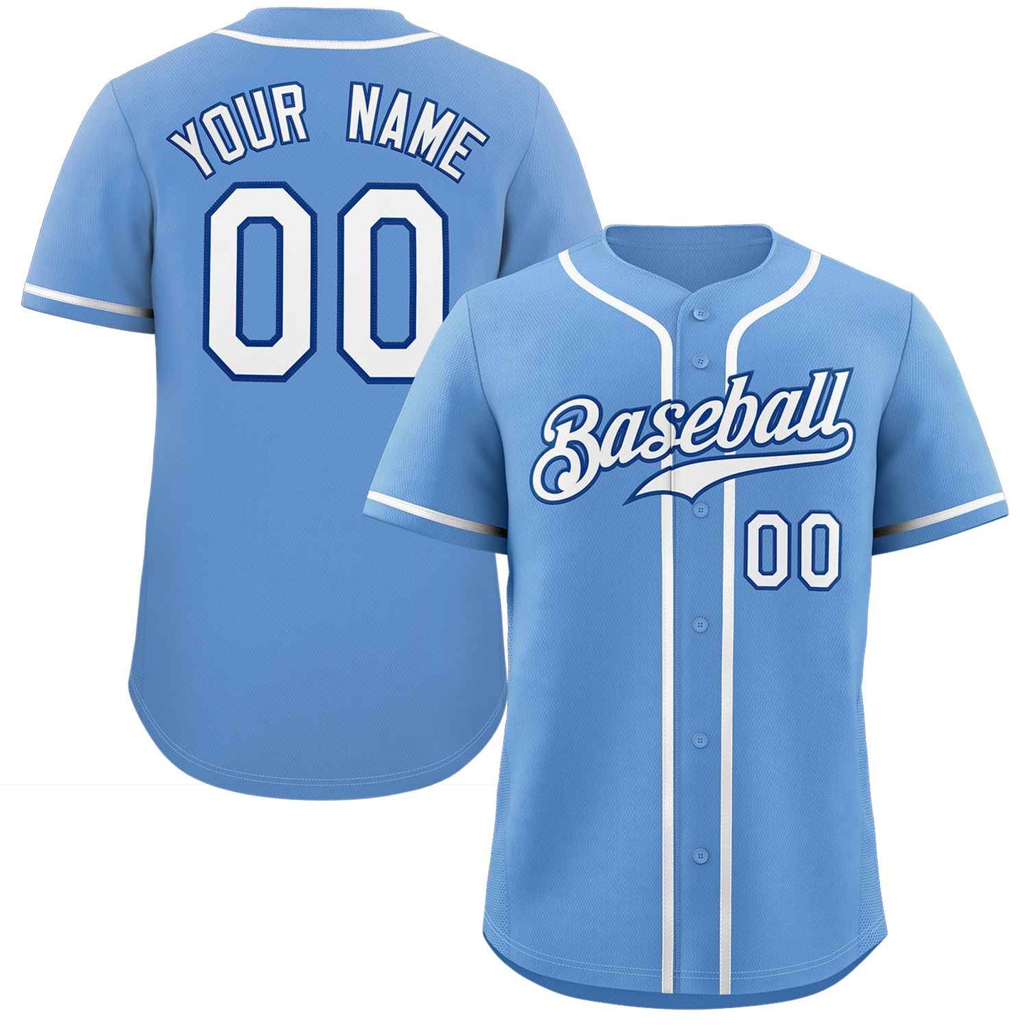 Custom Light Blue White-Royal Classic Style Authentic Baseball Jersey