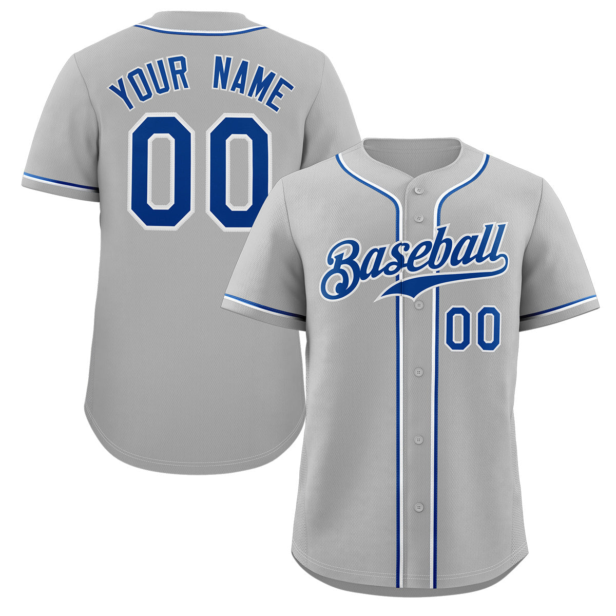 Custom Gray Royal-Cream Classic Style Authentic Baseball Jersey