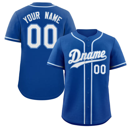 Custom Royal White-Light Blue Classic Style Authentic Baseball Jersey