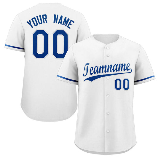 Custom White Royal Classic Style Authentic Baseball Jersey