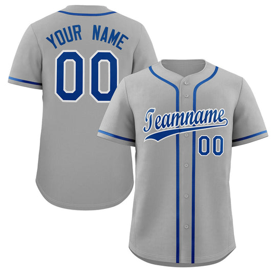 Custom Gray Royal-White Classic Style Authentic Baseball Jersey