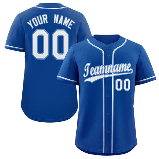 Custom Royal White-Powder Blue Classic Style Authentic Baseball Jersey